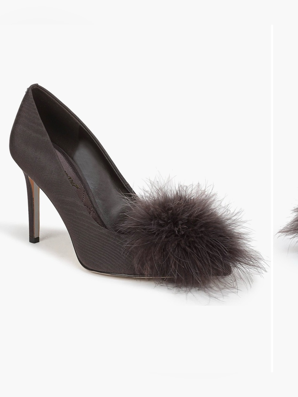 Sam Edelman Brown Pom-Pom Satin High Heel Pump